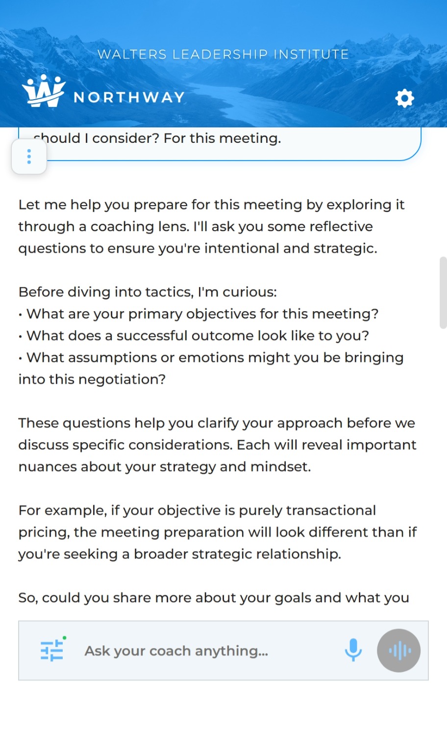 Northway AI Coach - Chat