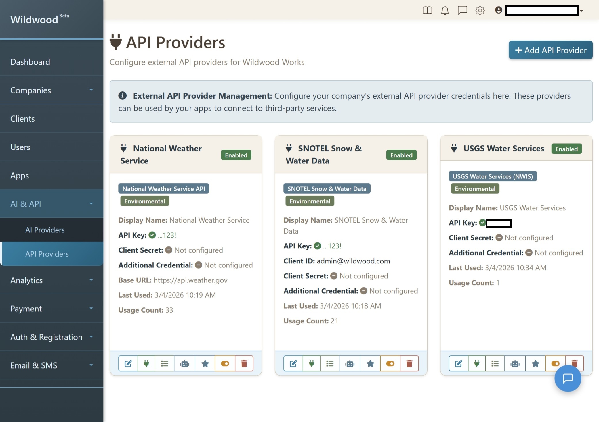 Wildwood API Providers