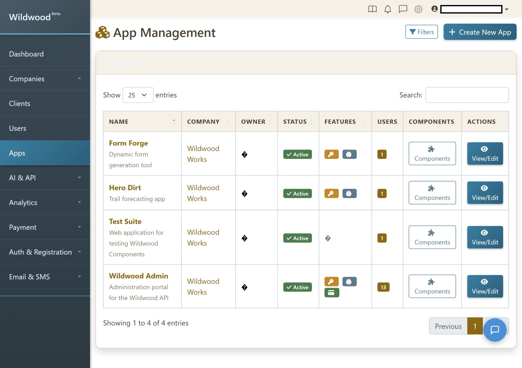 Wildwood App Management