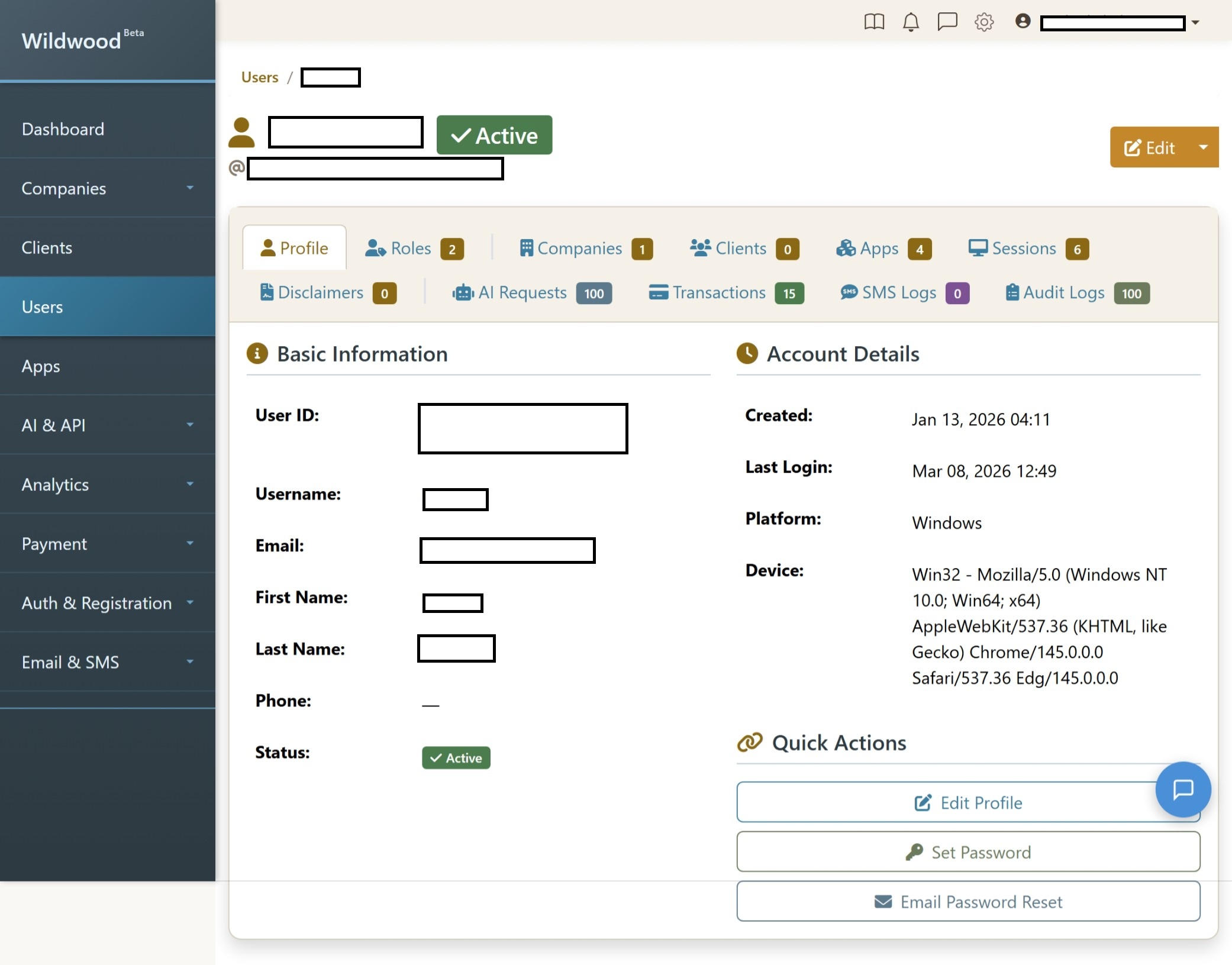 Wildwood User Management